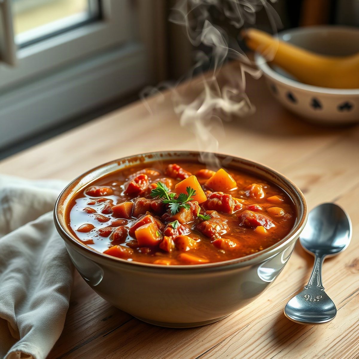 Chili de courge butternut au haché végétal