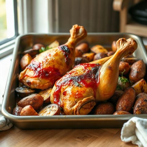 Pilons de poulet rôtis au paprika fumé et pommes de terre