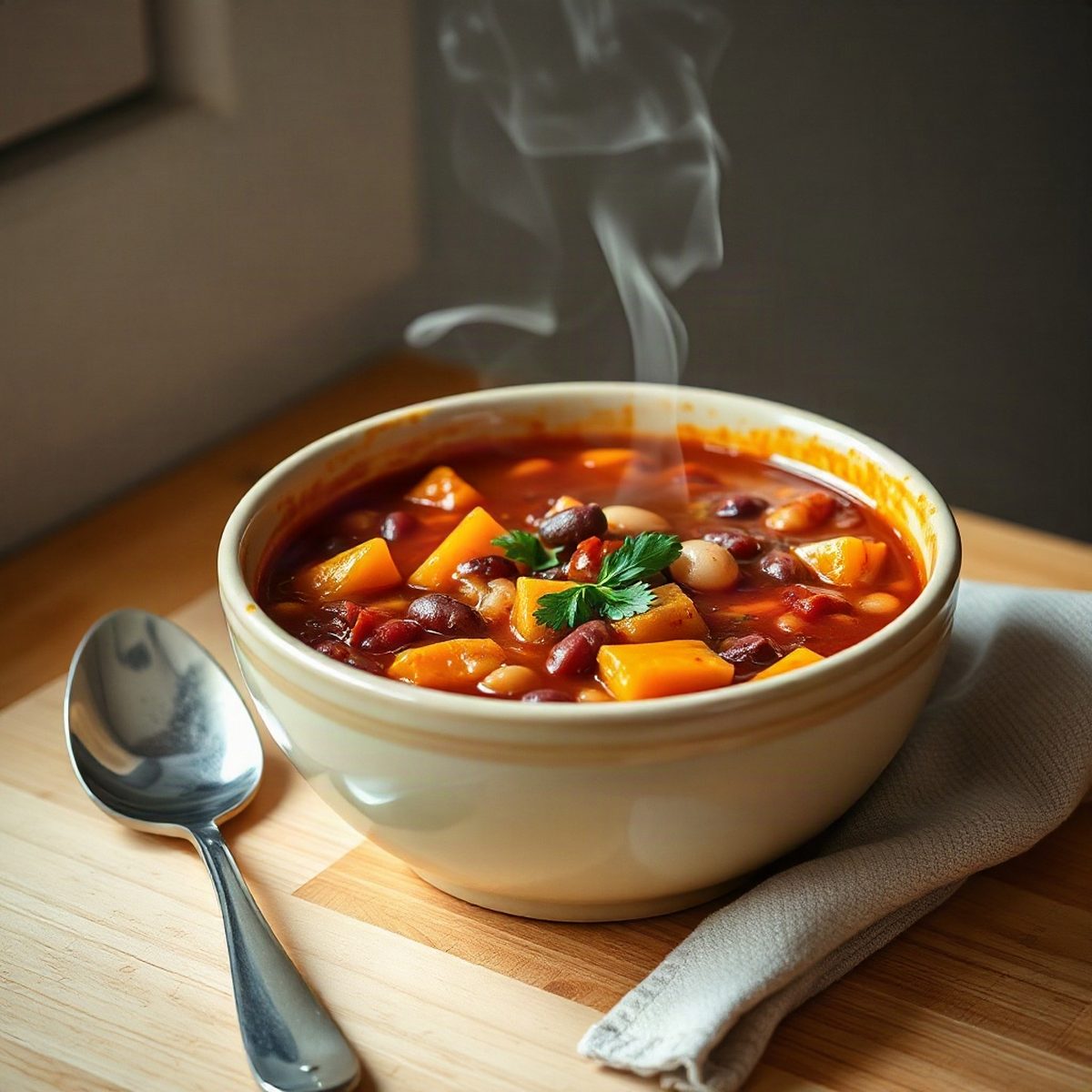 Chili automnal à la courge et aux haricots